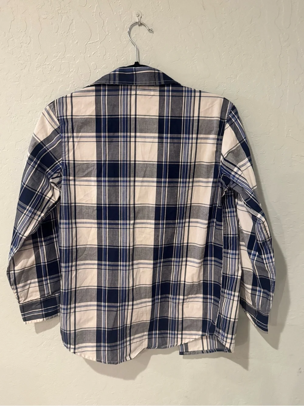 Old Navy Blue, White & Gray Plaid Button-Down Shirt - Kids
